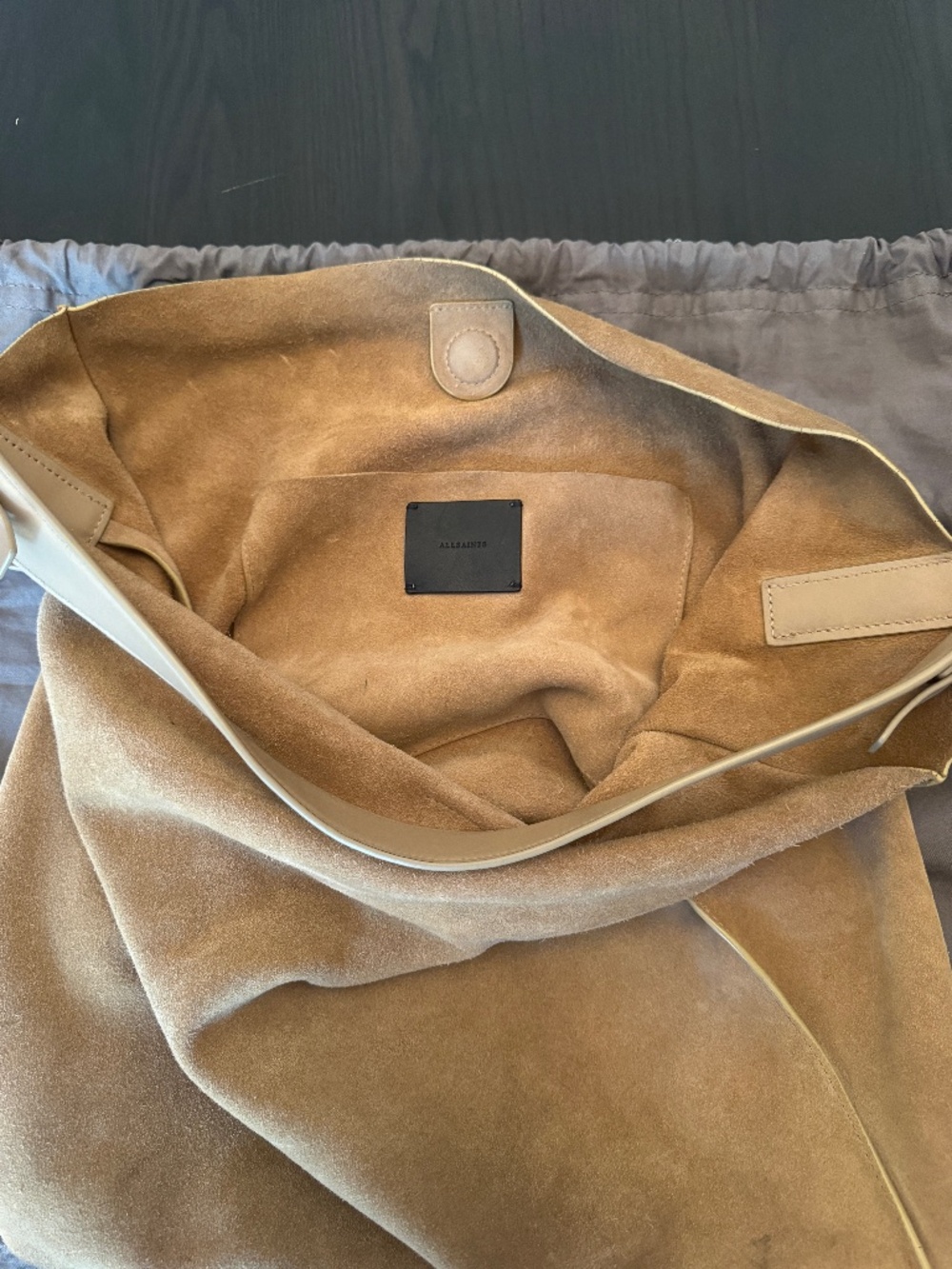 ALLSAINTS Paradise North South Suede Tote (TAN) - Picture 4 of 12